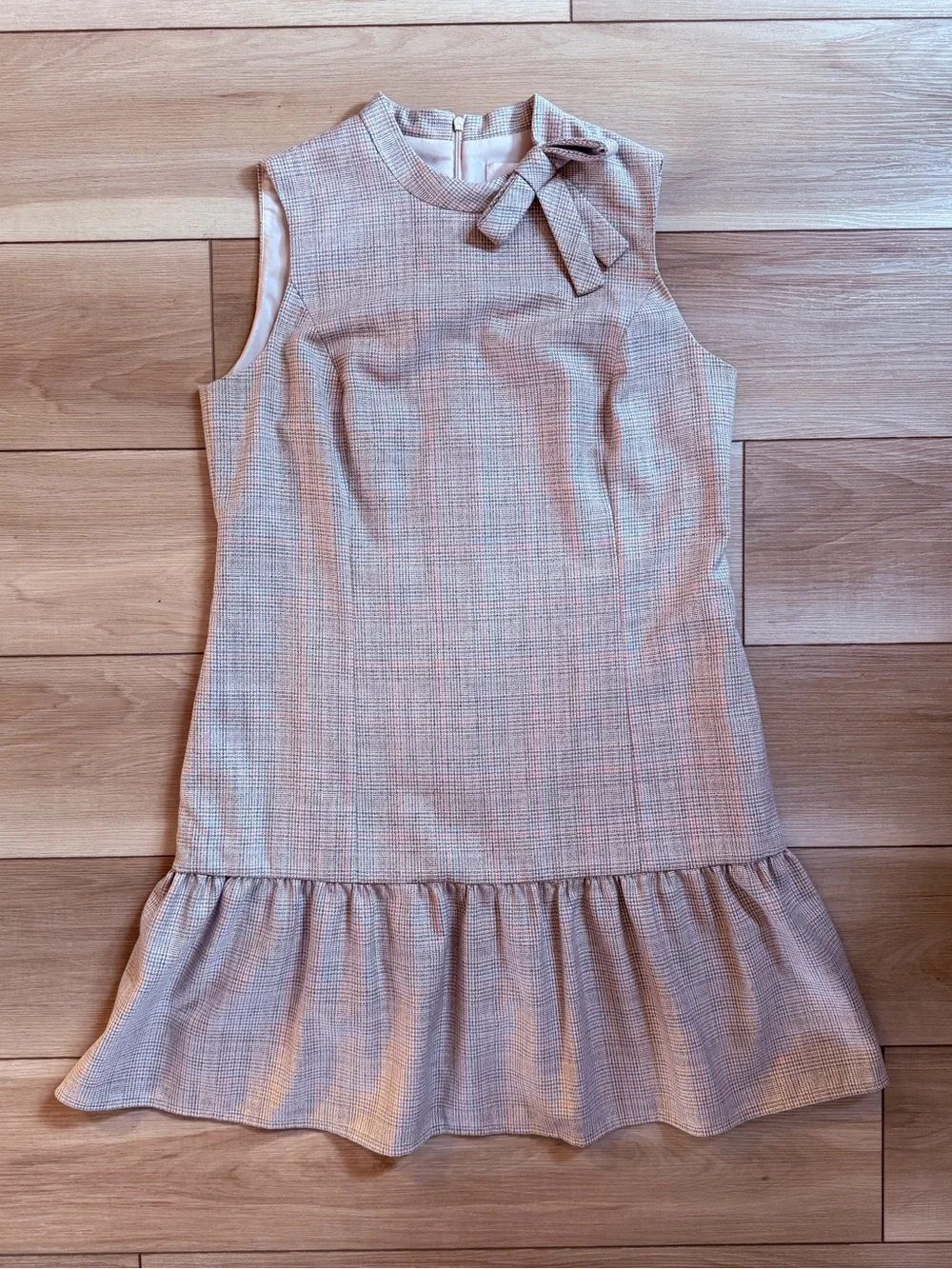 Gal Meets Glam Philippa Dress Plaid Drop Waist Size 6 Preppy Tie Neck Flounce - Picture 2 of 7